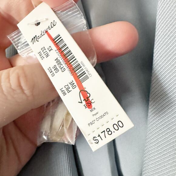 Madewell Larsen Drapeweave Single
Button Tailored Jacket Blazer Overcast Blue XS - Picture 10 of 12